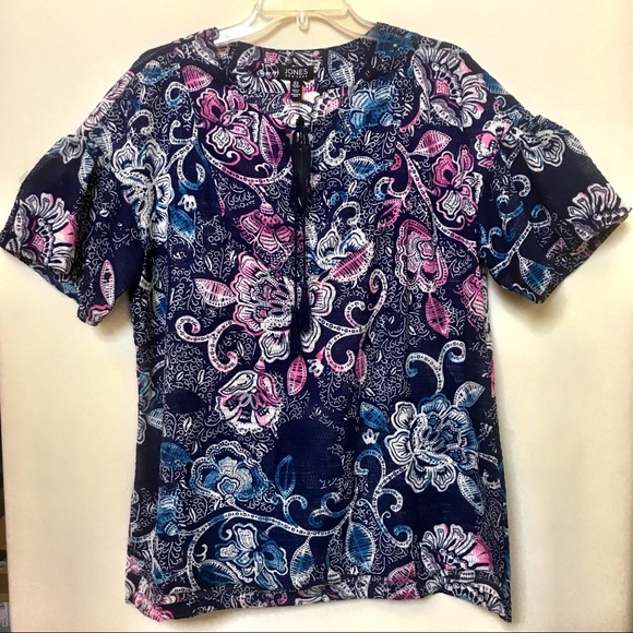 Jones New York Floral Women’s Blouse Medium - Picture 4 of 8